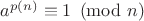 $a^{p(n)}\equiv 1\pmod n$