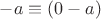 $-a\equiv (0-a)$ $-a\equiv (0-a)$