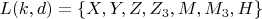 $L(k,d)=\{ X, Y, Z, Z_3, M, M_3, H \} $