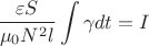 $$ \frac {\varepsilon S}{\mu_0 N^2 l} \int \gamma d t = I$$
