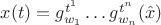 $x(t)=g_{w_1}^{t^1}\ldots g_{w_n}^{t^n}(\hat x)$
