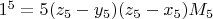 $1^5=5(z_5-y_5)(z_5-x_5)M_5$