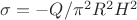 $\sigma=-Q/\pi^2R^2H^2$