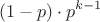 $$(1-p)\cdot p^{k-1}