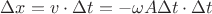 $\Delta x=v\cdot \Delta t = -\omega A \Delta t \cdot \Delta t$