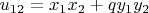 $u_{12}=x_1 x_2+q y_1 y_2$