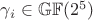 $\gamma_{i} \in \mathbb{GF}(2^{5})$