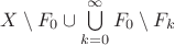 $X\setminus F_0\cup\bigcup\limits_{k=0}^{\infty}F_0\setminus F_k$