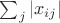 $\sum_j |x_{ij}|$