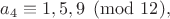 $a_4\equiv 1, 5, 9 \pmod {12},$
