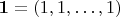 $\bold1=\left(1,1,\ldots,1\right)$
