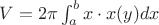 $V = 2 \pi \int_a^b x \cdot x(y) dx$