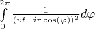 $\int\limits_{0}^{2\pi}\frac{1}{(vt+ir\cos(\varphi))^2}d\varphi$