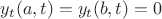 $y_t(a,t)=y_t(b,t)=0$