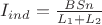 $\[{I_{ind}} = \frac{{BSn}}{{{L_1} + {L_2}}}\]$