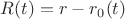 $R(t)=r-r_0(t)$