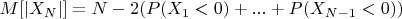 $M[|X_{N}|]=N-2(P(X_{1}<0)+...+P(X_{N-1}<0))$