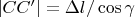 $\[|CC'| = \Delta l/\cos \gamma \]$