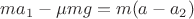 $ma_1-\mu mg=m(a-a_2)$