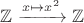 $\mathbb{Z} \xrightarrow{x \mapsto x^2} \mathbb{Z}$