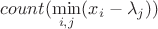 $count(\min\limits_{i,j}(x_i - \lambda_j))$