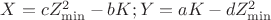 $X=cZ_{\min}^2-bK;Y=aK-dZ_{\min}^2$