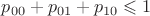 $p_{00}+p_{01}+p_{10}\leqslant 1$