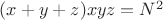 $(x+y+z)xyz=N^2$