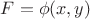 $F=\phi(x,y)$