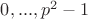 $0,...,p^2-1$