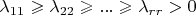 \lambda_{11} \geqslant \lambda_{22} \geqslant...\geqslant\lambda_{rr}>0
