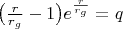 $\bigl(\frac r{r_g}-1\bigr)e^{\frac r{r_g}}=q$