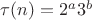 $\tau (n) = 2^a3^b$