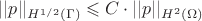 $||p||_{H^{1/2}(\Gamma)}\leqslant C\cdot ||p||_{H^2(\Omega)}$