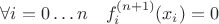 $\forall i = 0 \dots n \quad f_i^{(n+1)}(x_i) = 0$
