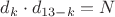 $d_k\cdot d_{13-k}=N$