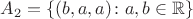 $A_2=\{(b,a,a)\colon a,b\in\mathbb R\}$