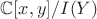 $\mathbb{C}[x,y]/I(Y)$