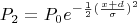$$P_2=P_0e^{-\frac{1}{2}(\frac{x+d}{\sigma})^2}$$