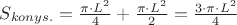 ${S}_{konys.}=\frac{\pi\cdot L^2}{4}+\frac{\pi\cdot L^2}{2}=\frac{3\cdot \pi\cdot L^2}{4}$