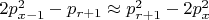 $2p_{x-1}^2 - p_{r+1}\approx p_{r+1}^2-2p_x^2$