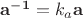 $\mathbf {a^{-1}}=k_a\mathbf {a}$