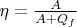 $\eta=\frac{A}{A+Q_f}$