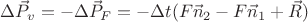 $\Delta \vec P_v=-\Delta \vec P_F=-\Delta t(F\vec n_2-F\vec n_1+\vec R)$