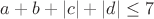 $a+b+|c|+|d| \le 7$