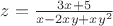 $z = \frac{3x + 5}{x- 2xy + xy^2}$