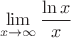 $$\lim_{x \to \infty} \frac{\ln x}{x}$$