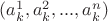 $(a^1_k,a^2_k,...,a^n_k)$