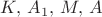 $K,\, A_1,\, M,\, A$