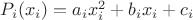 $ P_i (x_i)=a_i x_i^2 + b_i x_i + c_i $